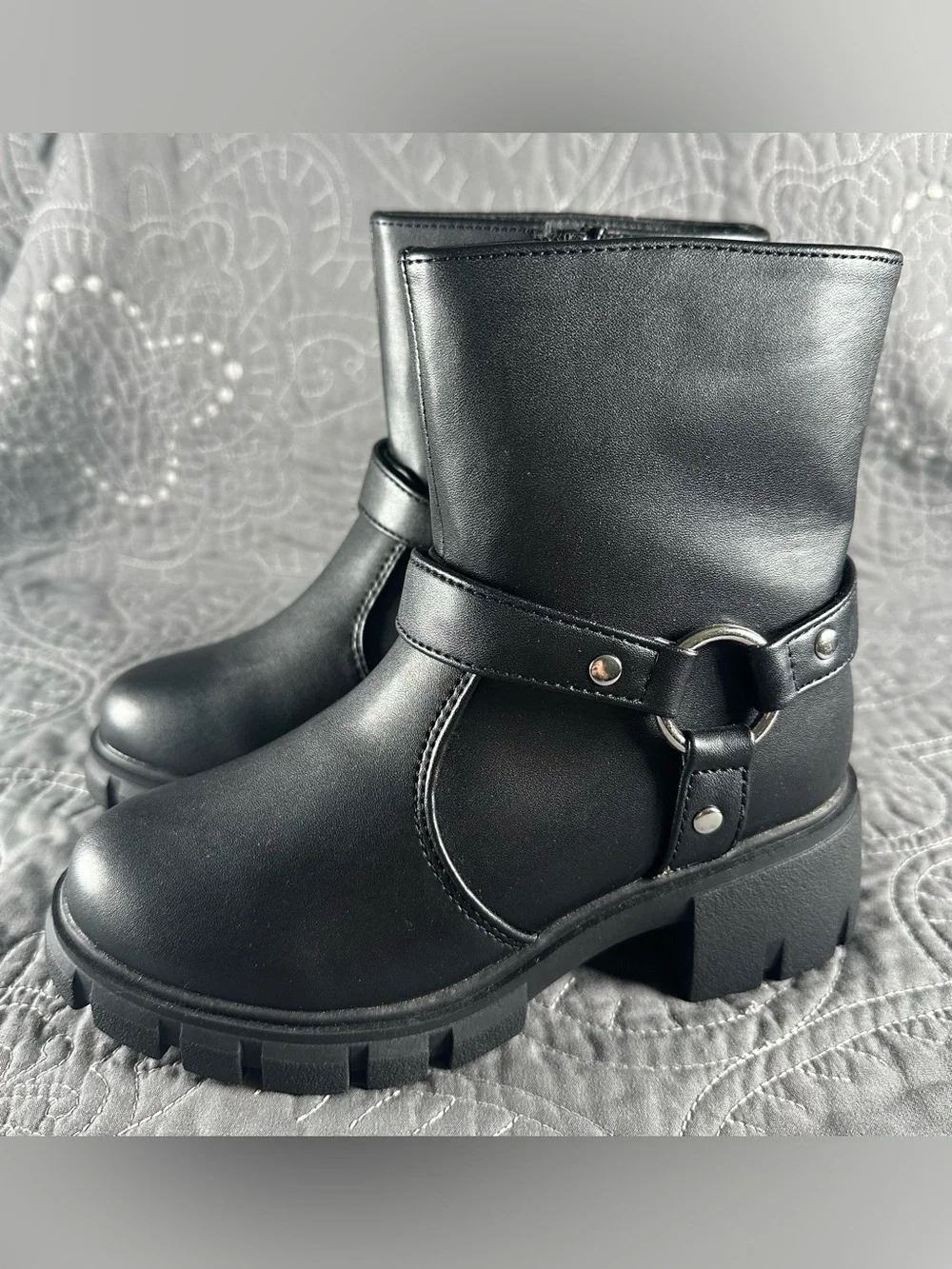 Thereabouts Little Girls Black Zuri Chunky Heel Motorcycle Boots NWT Size 13